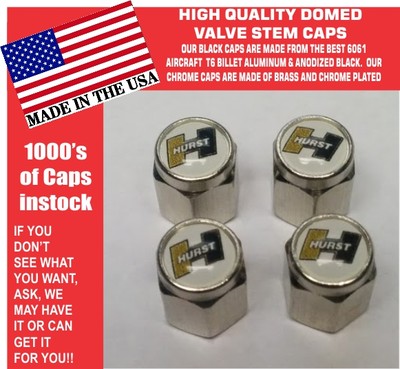 4 Chrome Domed Hurst Black & Gold on White Olds Oldsmobile 442 - No ABS Plastic