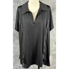 Livi by Lane Bryant Women's Black S/S 1/4 Zip Activewear Knit Top 18/20 (13777)