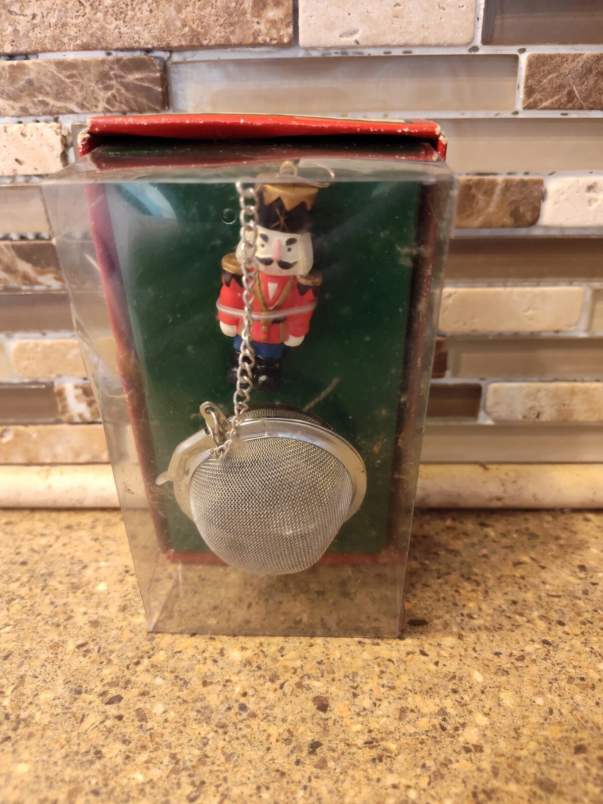 Rare Vintage Tea Ball Holder Infuser Nutcracker Holiday Edition Amco NIB