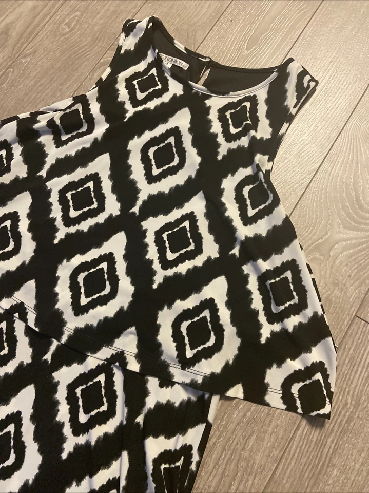 Maggy London Mujer Vestido 14 Diamante Negro Blanco Camiseta sin mangas Top Blusa Pullover Foto 3 de 4