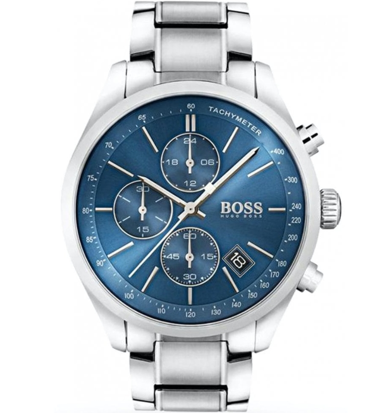 DHL Express Hugo Boss Men's HB1513478 Blue Dial Silver Band Watch Genuine