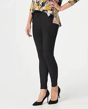 H By Halston Womens Black Faux Suede Leggings Size Large