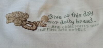 Cross Stitch ''GIVE US THIS DAY'' pattern ~ daily bread, muffins, bagels