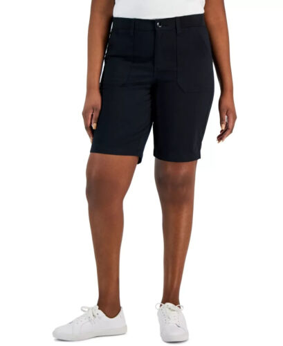 Karen Scott Women's Size 16 Mid Rise Stretch-Waist Shorts in Deep Black NWT