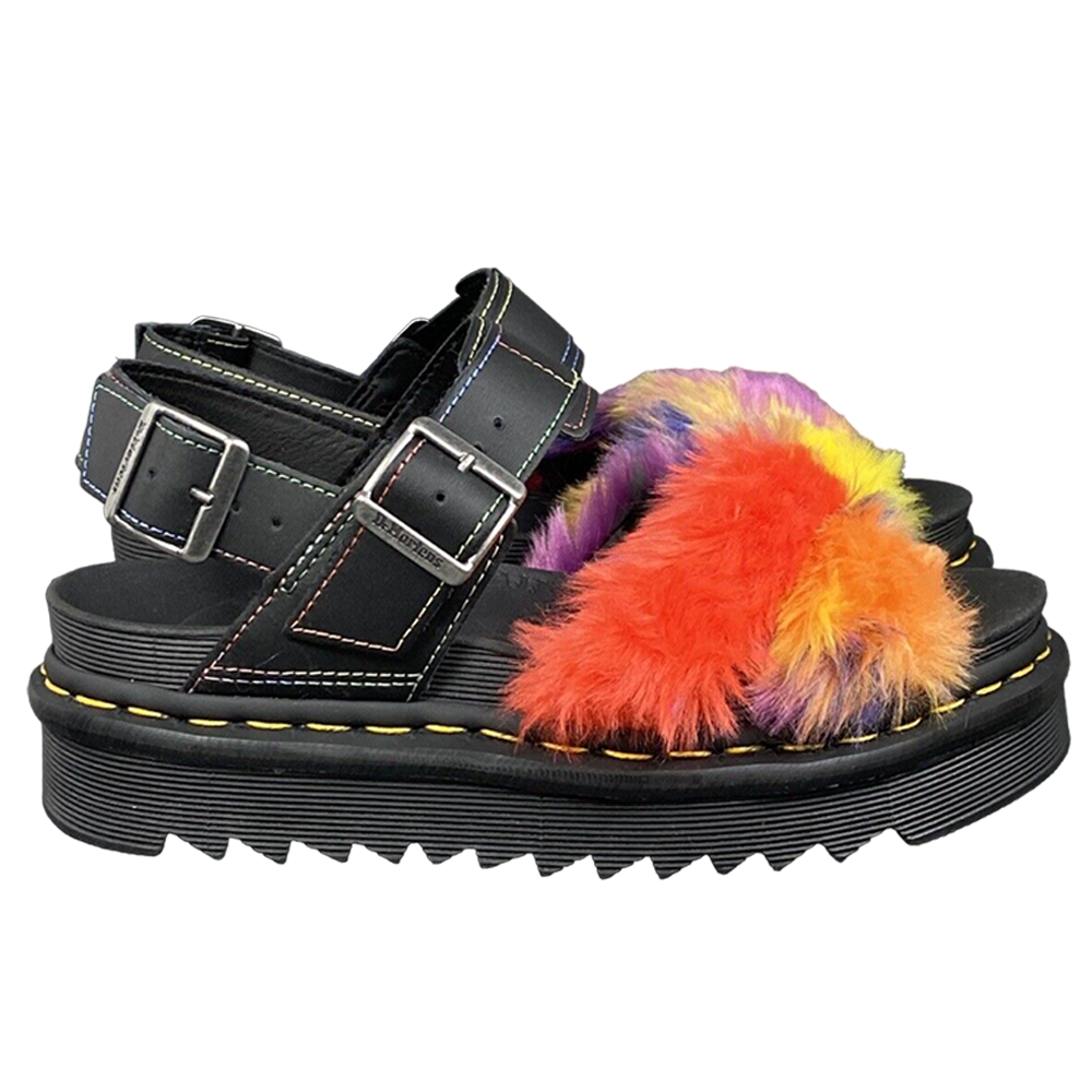 靴 DEUXIEME CLASSE CAMINANDO FUR SANDAL 37 Dr. Martens VOSS II FLUFFY Faux Fur Leather Sandals