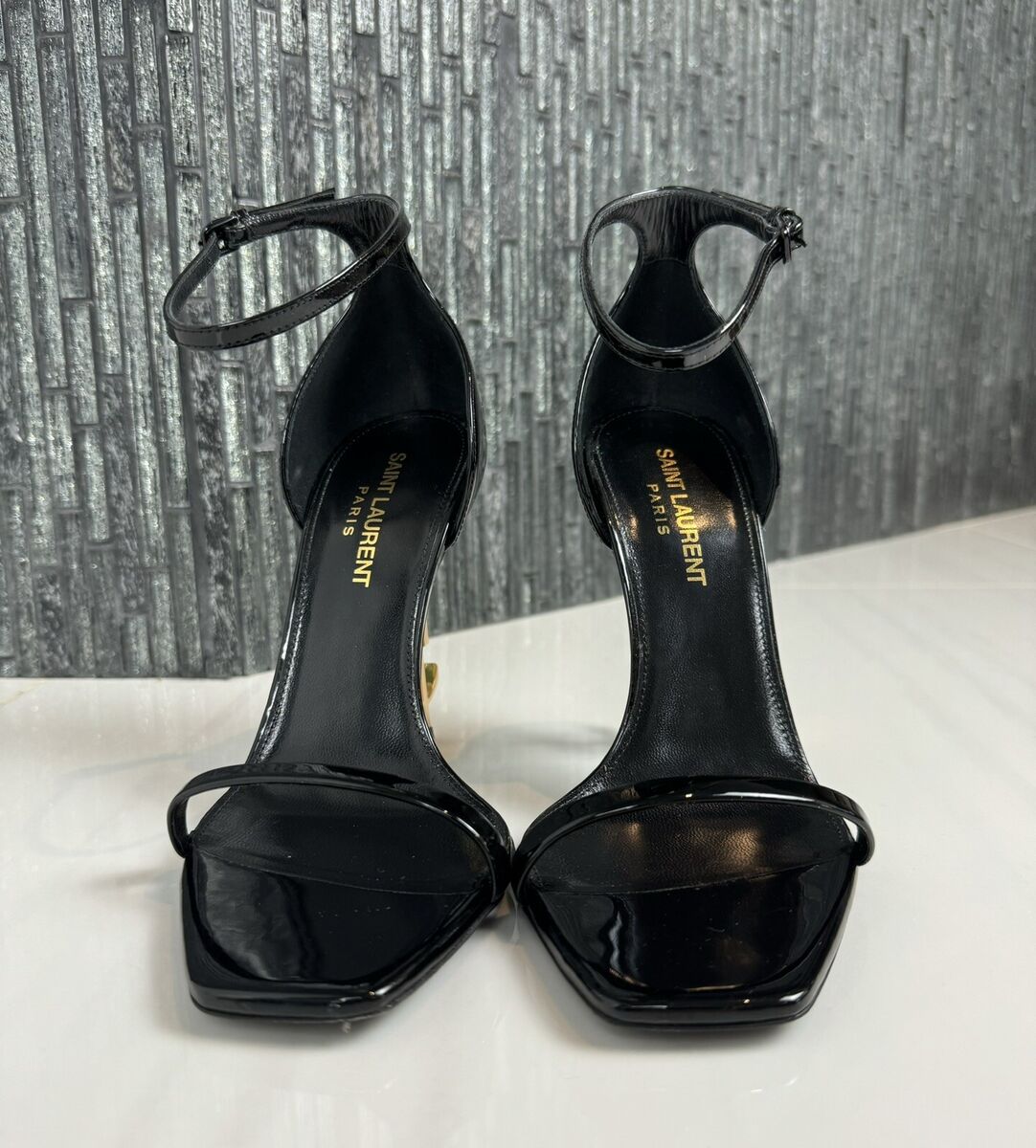 Authentic Saint Laurent Opyum YSL Black Logo-Heels Gold HW Authentic Saint Laurent Opyum YSL Black Logo-Heels Gold HW