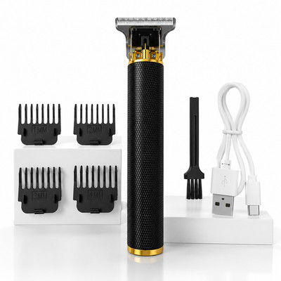 Cordless Hair Trimmer Beard Clipper USB Rechargeable T-Blade Grooming Kit