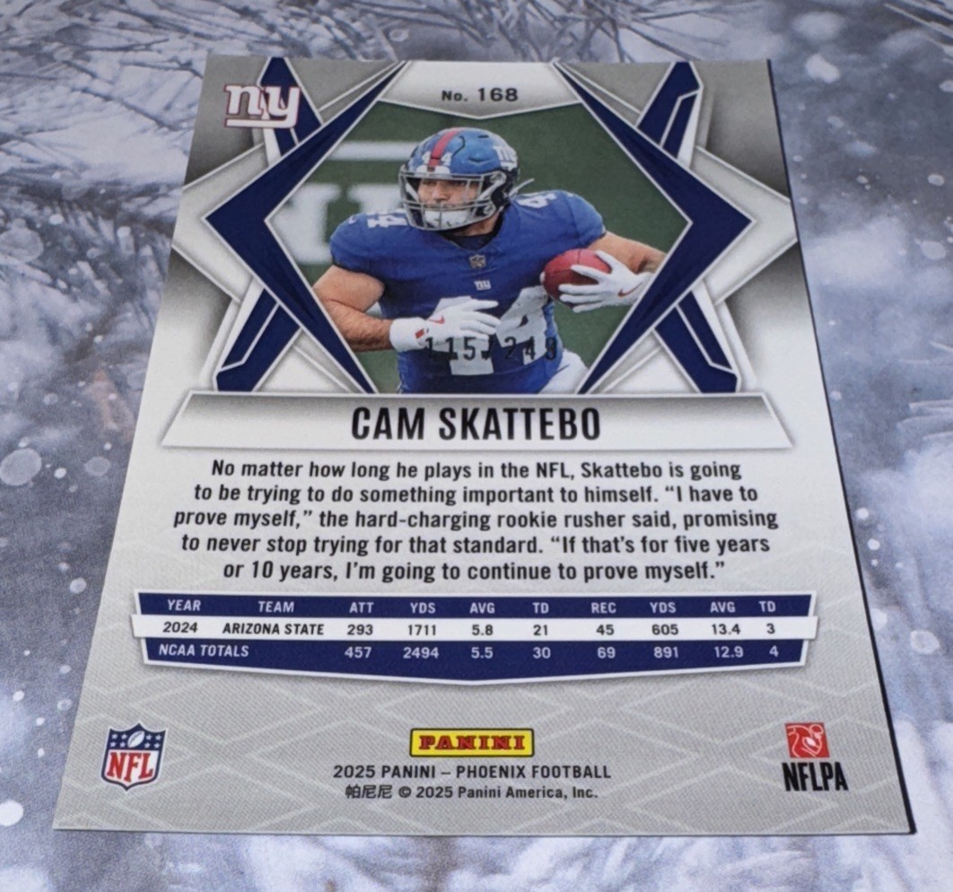 2025 Panini Phoenix #168 Cam Skattebo Purple Winter Snow Flake