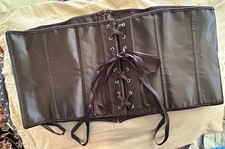 Black 6XL Waist Corset Underbust Goth Steampunk Faux Leather Pirate Belt