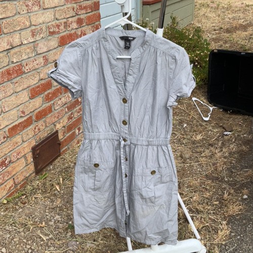 H&M Gray Button-Front Dress Size 8 Casual Stylish · Used