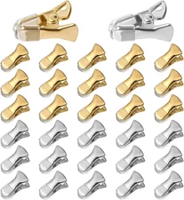 30Pcs Mini Metal Alligator Clips Flat Mouth Clamps Badge Holder Craft Clip