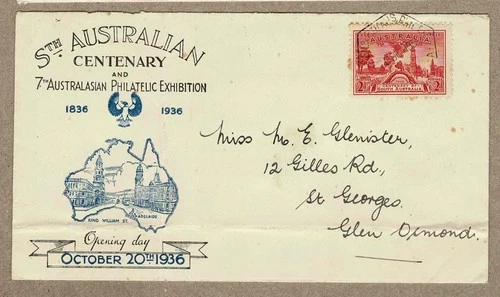 Australia 1936  South Australia Centenary Exhibition  Cover