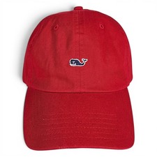 Vineyard Vines Red Baseball Cap Blue Whale Logo Adjustable One Size Hat