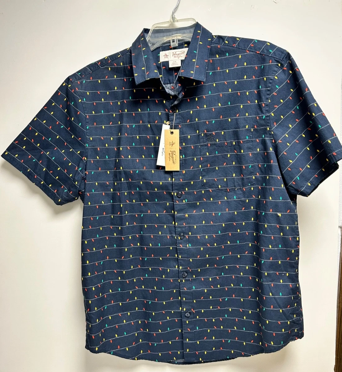 Chemise Original Penguin Heritage Homme – Coupe Mince – Bleu Caraïbes – Boutonnée – XXL
