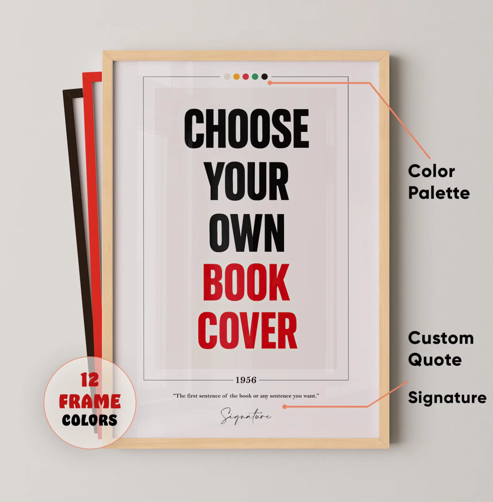 Personalised Book Cover Print Custom Novel Poster Art Gift for Reader Wall Decor