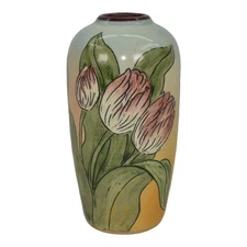 Santa Barbara Ceramic Design 1980 Art Pottery Hand Painted Tulip Vase Dhyansky