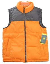 Bass Mens L Vest Jacket Puffer Quilted Insulated Lightweight Full Zip Orange$160
