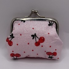Pink Red Black Silver Glittery Cherry Polka Dot Coin Purse Wallet for Women