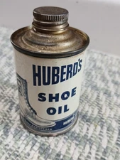 Vintage NICE!! Huberd's Shoe Oil TIN McMinnville, Oregon W/Lid Not Empty