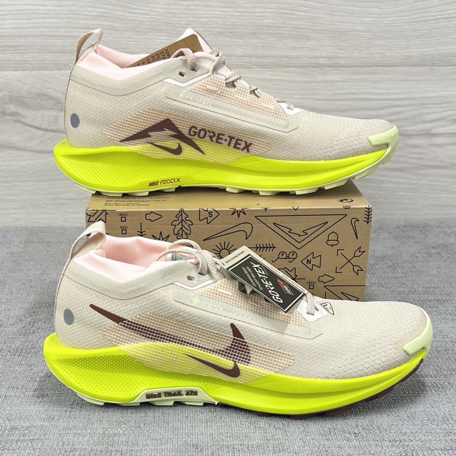 PONY Nike Pegasus Trail 5 GTX Gore Tex Sanddrift Cyber nuove donna taglia 10 uomo 8 5