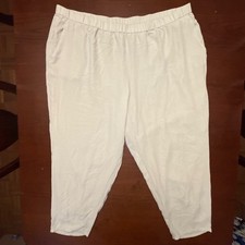 Eileen Fisher pants 3XL silk pull on taper ivory white lined Pockets EUC plus