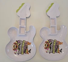 Hard Rock Cafe Lot of 2 ROXTARS Kids Guitar Shaped Plates With Dipping Slots