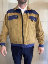 Vintage Helly Hansen Workwear Jacket Mens C54 XL Beige Blue Utility Work Coat HH