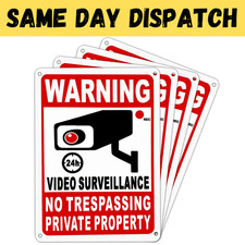 4 Pack Private Property No Trespassing Signs Aluminum Yard Security Camera Sign
