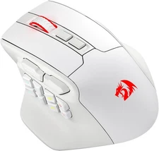 Redragon M811 PRO Wireless MMO Gaming Mouse, 10 Side Macro Keys, RGB - White