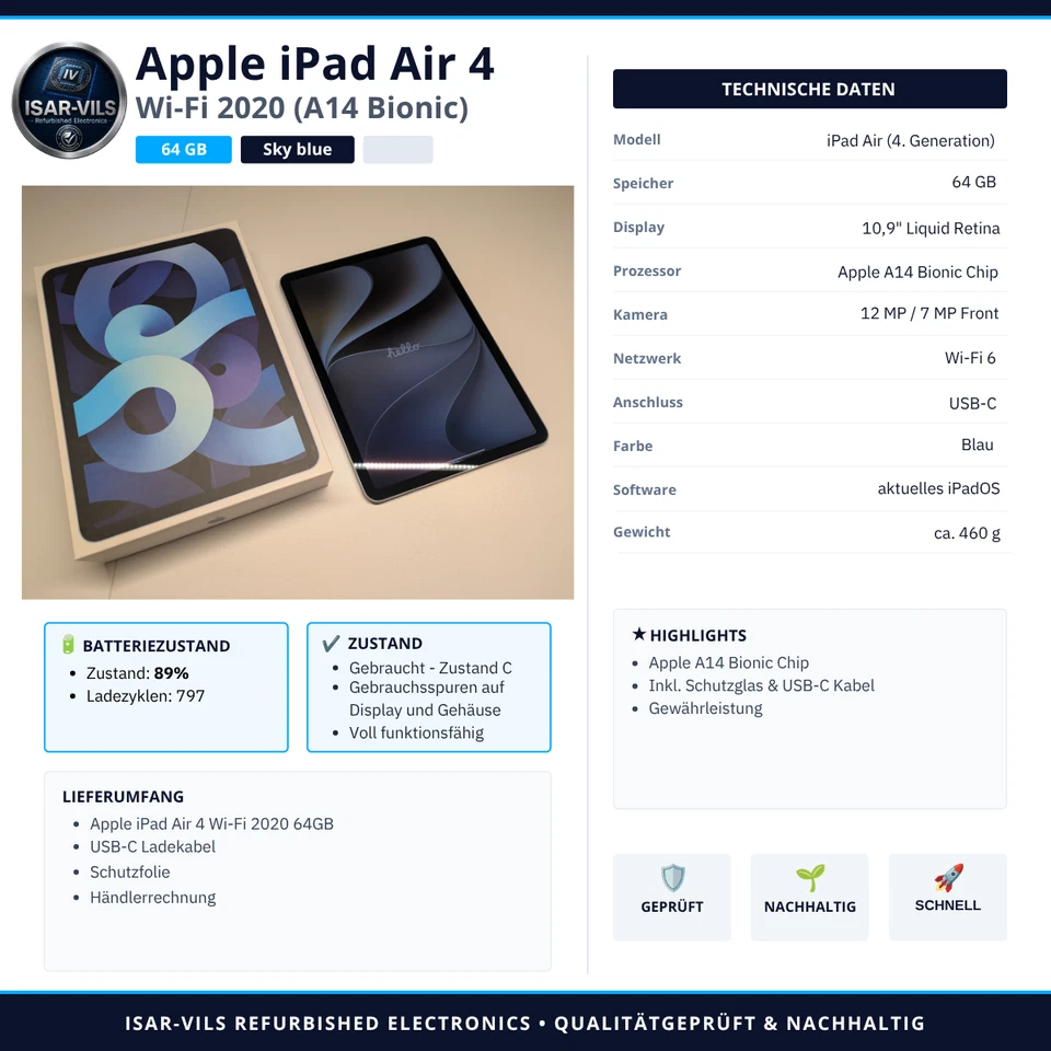 Apple iPad Air (4th generation) · 64GB · Wi-Fi, Foto 2 von 5