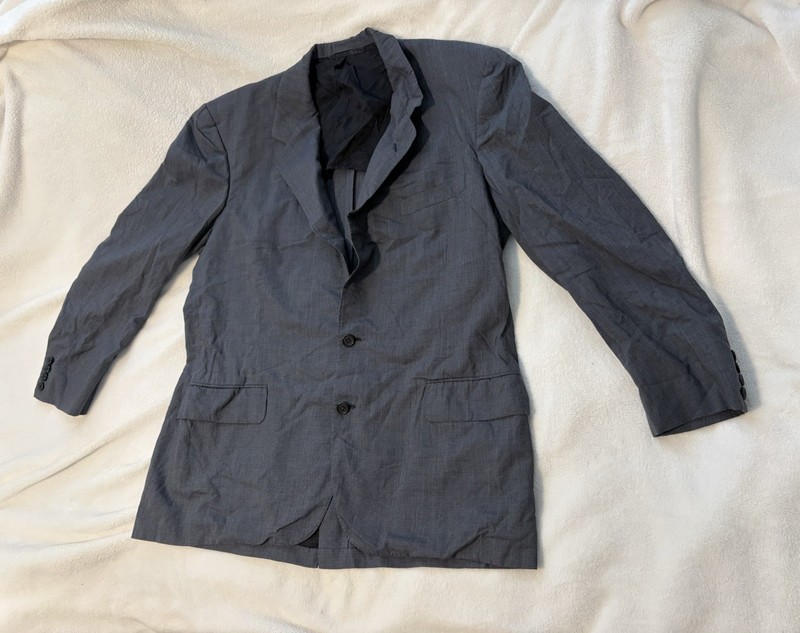 2-Button Blue & Black Houndstooth Size 44 Men’s Sports Coat Laurent By Oxxford