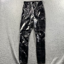 Spanx Faux Patent Leather Leggings Black Shiny 20301R Small S Petite 26x27