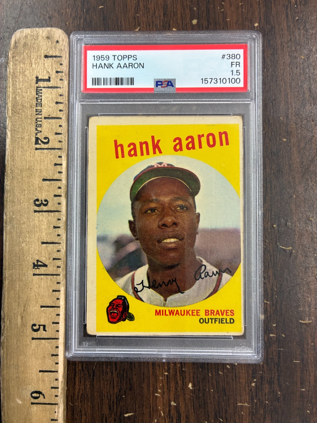 1959 topps hank aaron 380 psa 1.5 view 3