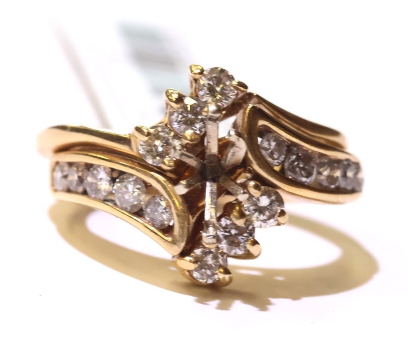 14K yellow gold .82ct diamond semi mount ring mounting 7.2g round SZ 7.5