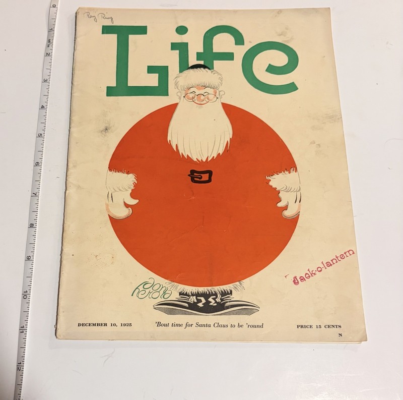 Life Magazine December 10 1925 Santa Cover Art Deco Christmas Issue