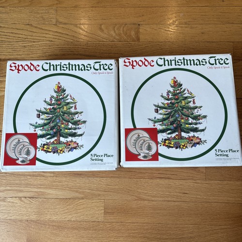 Spode Christmas Tree 5 Pc Place Setting England TWO Sets NEW Old Stock - Picture 1 of 14