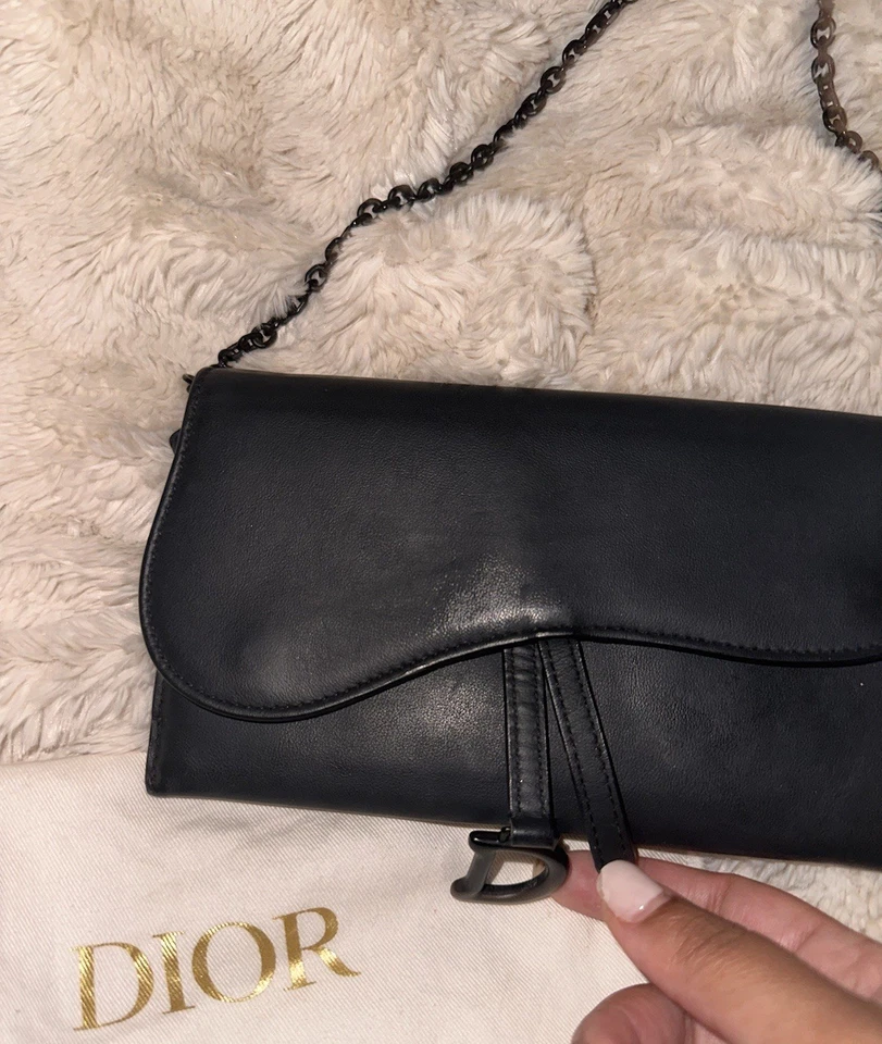 Christian Dior Ultra Matte Leather Saddle Chain Long Wallet - Image 4 of 4