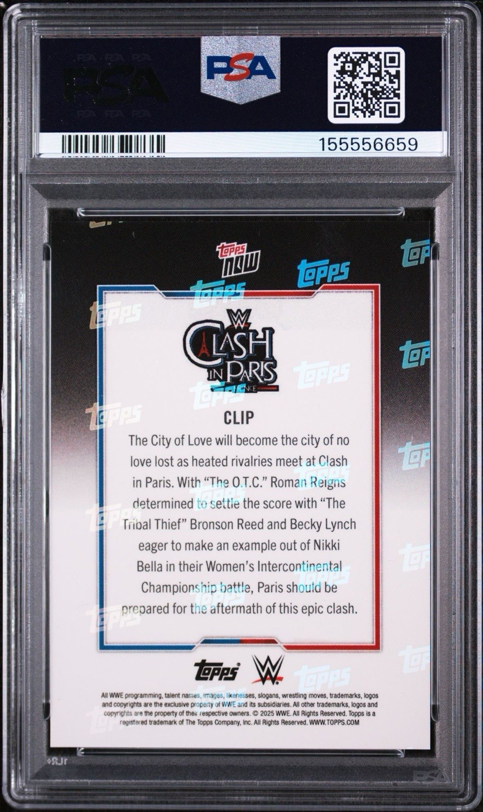 2025 TOPPS NOW WWE CLASH IN PARIS #CLIP ROMAN REIGNS PSA 10 view 2