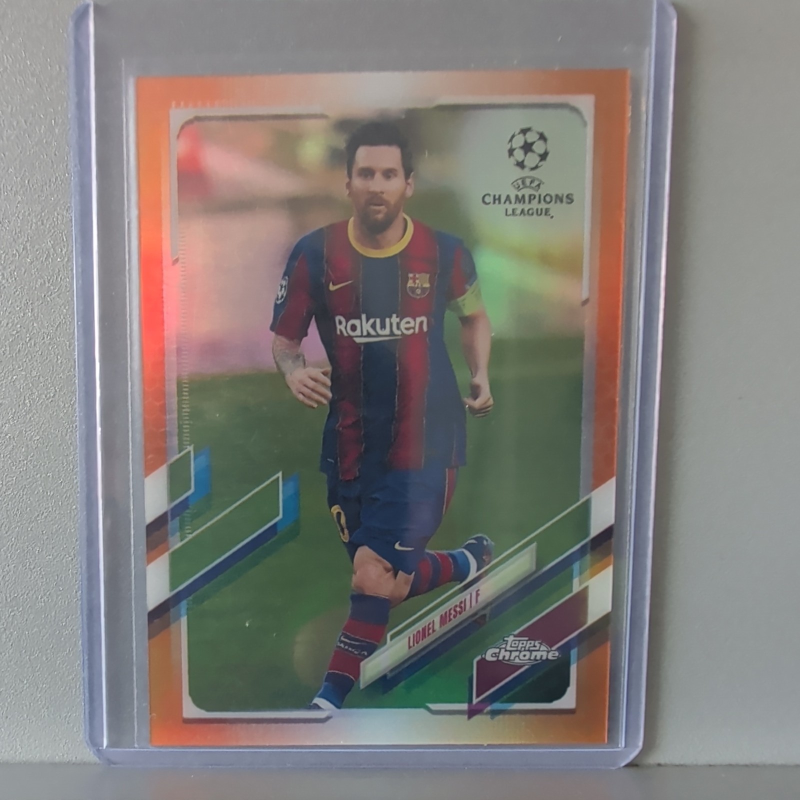 2020-21 Topps Chrome UCL Lionel Messi Orange Refractor 01/25 BARÇA/ARG GOAT