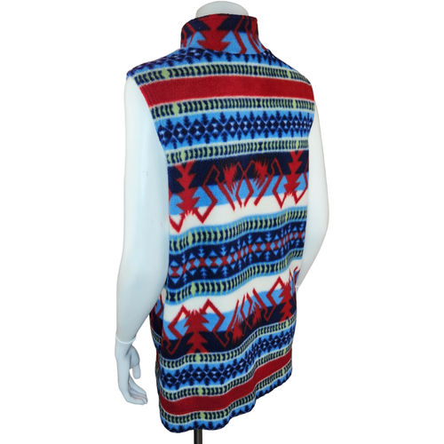 Denim & Co Womens Medium Aztec Print Full-Zip Fleece Collared Vest Polyester - Picture 8 of 11