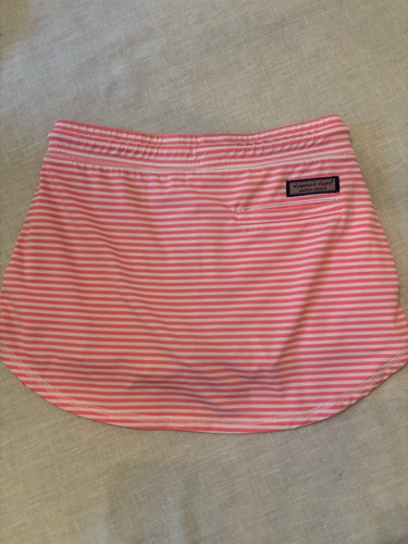 Vineyard Vines Girls Sankaty Pink & White Stripe Skort Skirt Size Medium - Picture 2 of 4