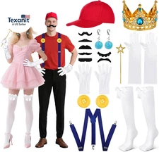 16 Pcs Halloween Couples Costumes Accessories Set for Adults, Funny Hats Gloves 
