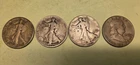 New Listing90% Silver Lot 4 Coins Walking Liberty Franklin Half Dollars
