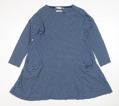 Salt Cornwall Damen blau gestreift Trapez Kleid Größe 10 Langarm