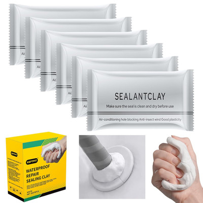6-Pack New Type White Waterproof Sealant Mastic, Repair Sealing Clay, Quick