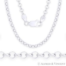 3.2mm Open Rolo Circle Cable Link Italian Chain Necklace in .925 Sterling Silver