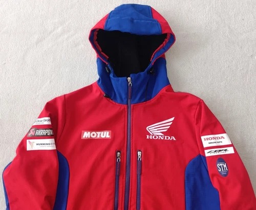 Honda Racing HRC Motul Motorsport mens Red Blue Softshell Hooded Jacket size M image 3