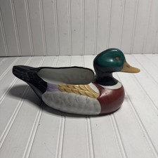 Vintage Mid. Century Hand Painted Ceramic Mallard Duck