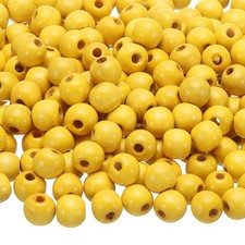 300Pcs Natural Wooden Beads for Crafts Yellow 11 x 12mm 4mm Hole