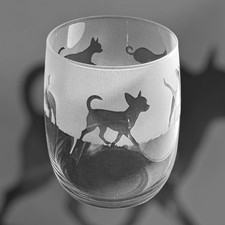 SMOOTH COAT CHIHUAHUA Frieze 36cl Crystal Stemless Wine / Water Glass